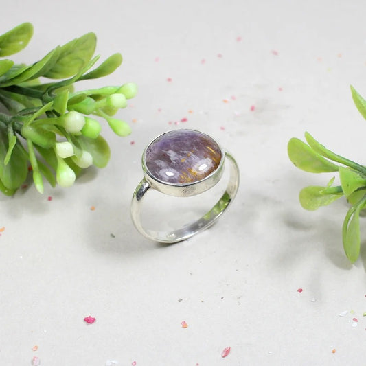 Natural Cacoxenite Gemstone 92.5 Sterling Silver Ring