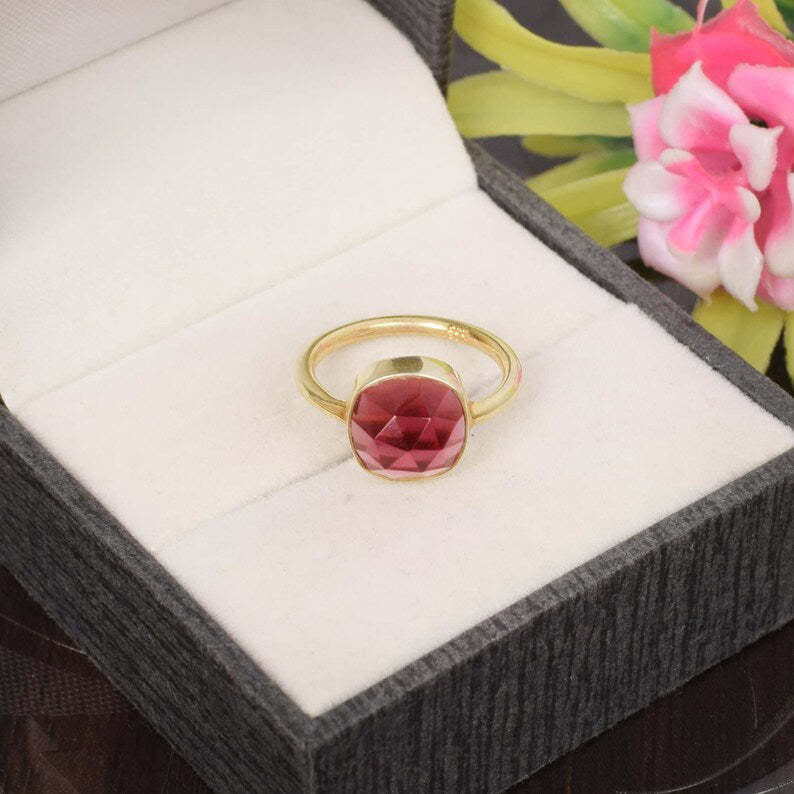 Pink Tourmaline Hydro Gemstone Sterling Silver Ring