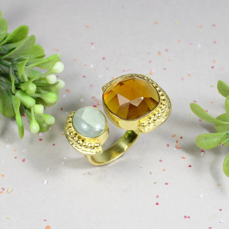 925 Sterling Silver Citrine Gemstone Ring