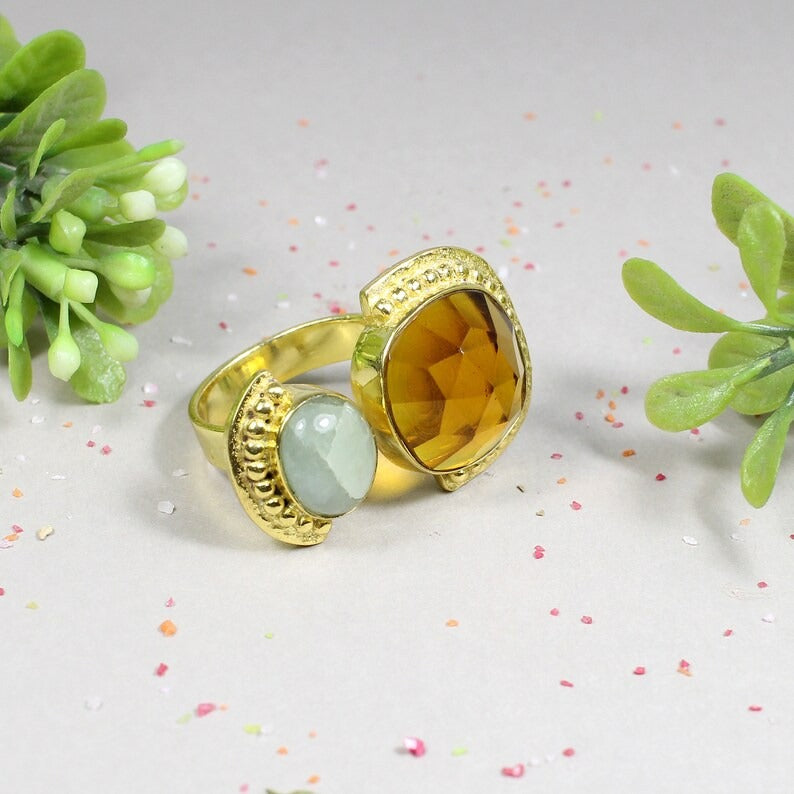 925 Sterling Silver Citrine Gemstone Ring