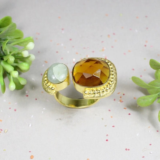 925 Sterling Silver Citrine Gemstone Ring