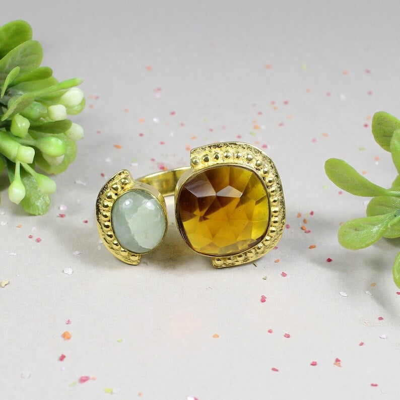 925 Sterling Silver Citrine Gemstone Ring