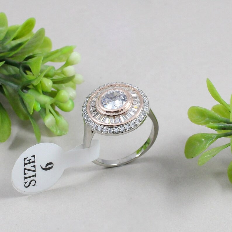 925 Sterling Silver Natural Cubic Zirconia Ring