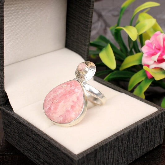 925 Silver Natural Rhodochrosite Gemstone Ring