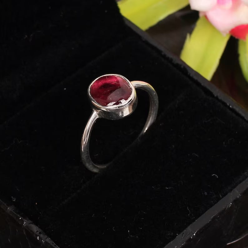 92.5 Sterling Silver Pink Tourmaline Gemstone Ring