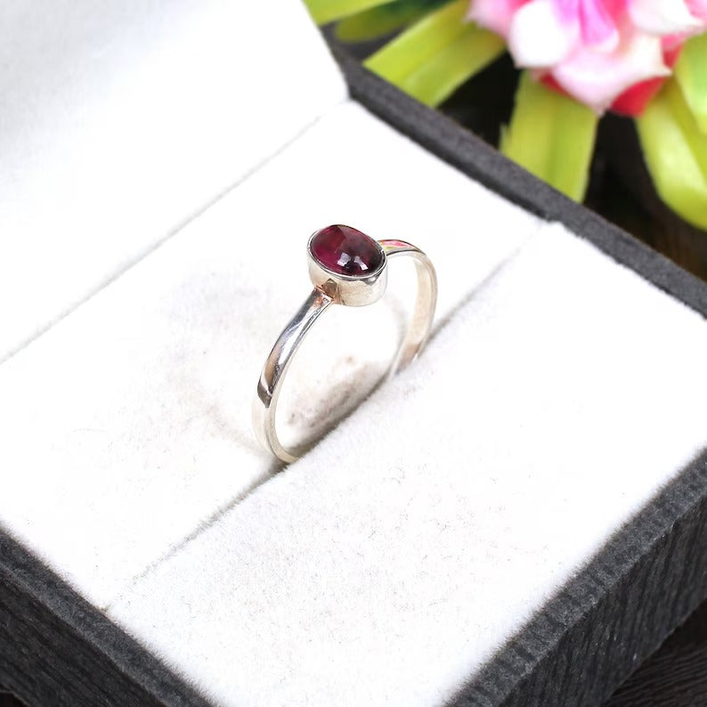 92.5 Sterling Silver Pink Tourmaline Gemstone Ring