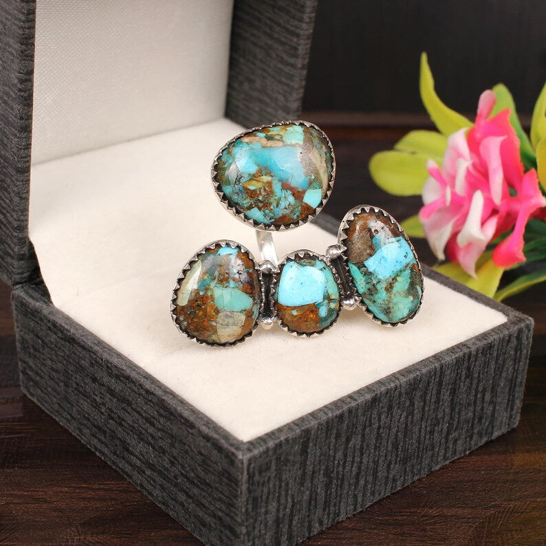 Mohave Copper Turquoise Gemstone 92.5 Silver Ring