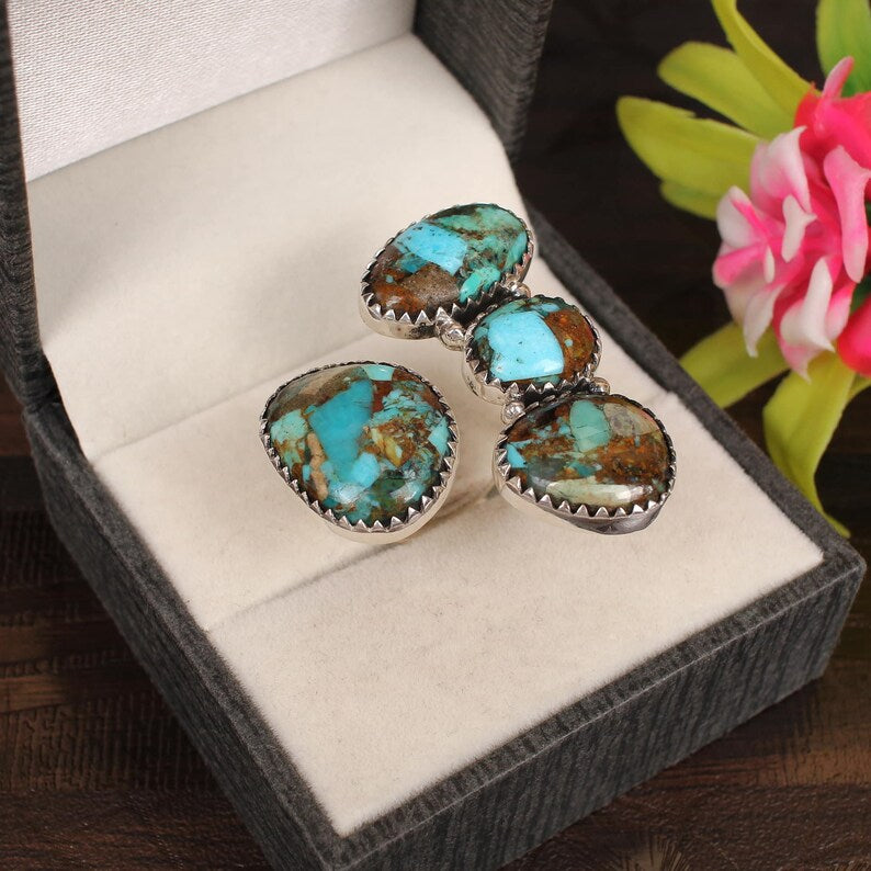 Mohave Copper Turquoise Gemstone 92.5 Silver Ring