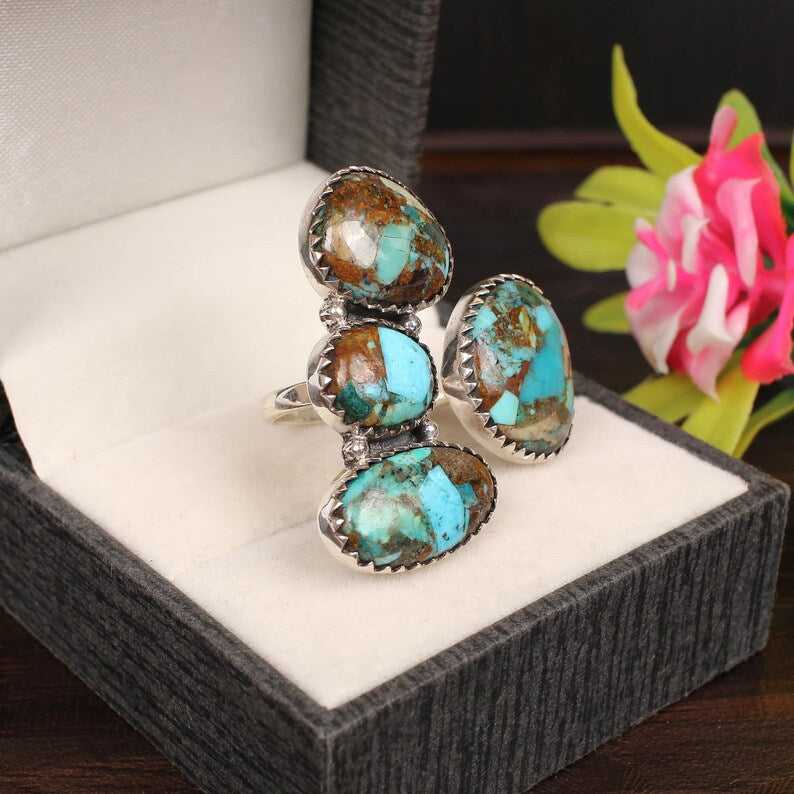 Mohave Copper Turquoise Gemstone 92.5 Silver Ring