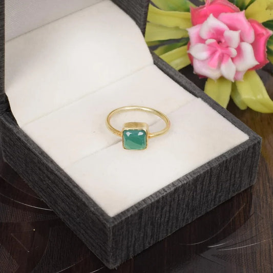 Natural Green Onyx Gemstone 92.5 Sterling Silver Ring