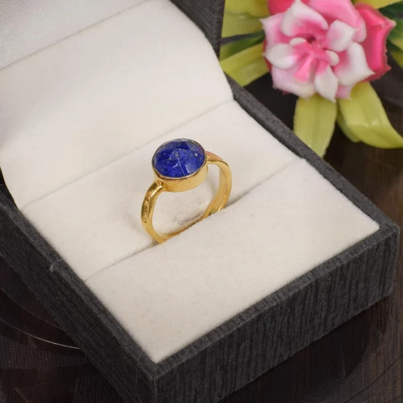 Natural Lapis Lazuli Gemstone 92.5 Sterling Silver Ring