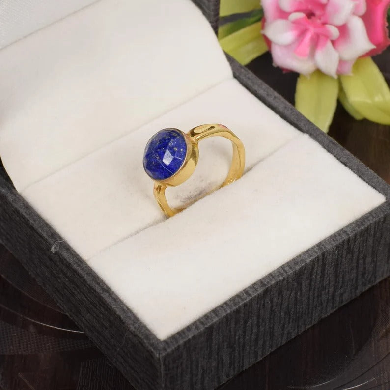 Natural Lapis Lazuli Gemstone 92.5 Sterling Silver Ring