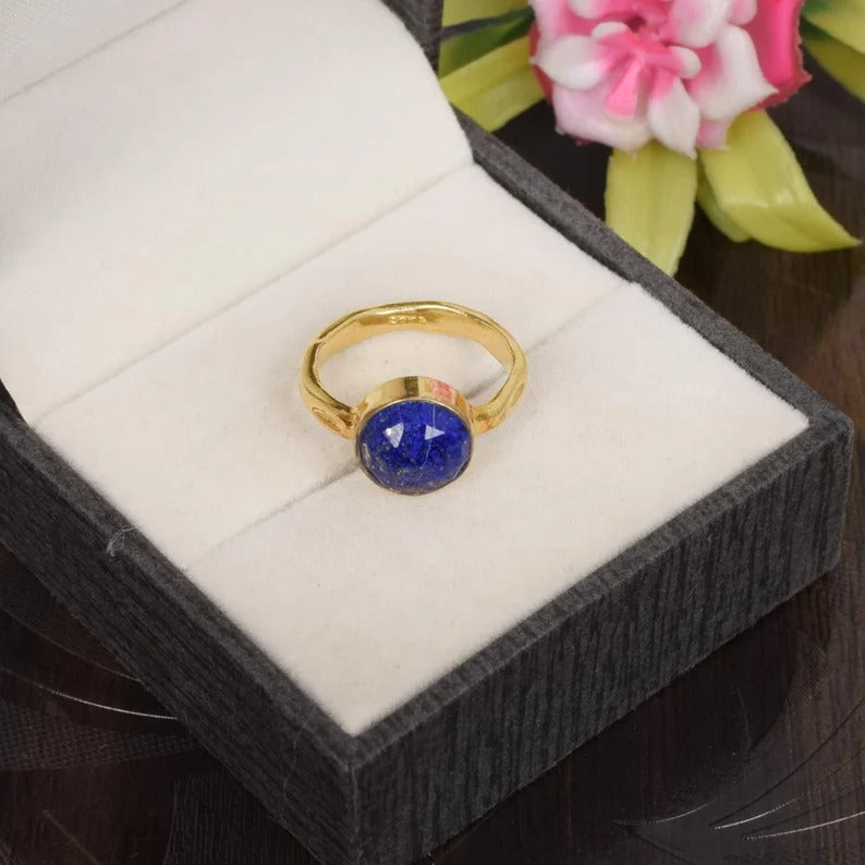 Natural Lapis Lazuli Gemstone 92.5 Sterling Silver Ring