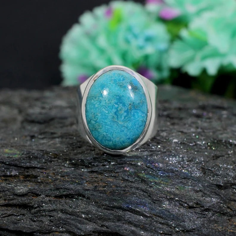 Natural Turquoise (FIROZA) Gemstone 92.5 Sterling Silver Ring