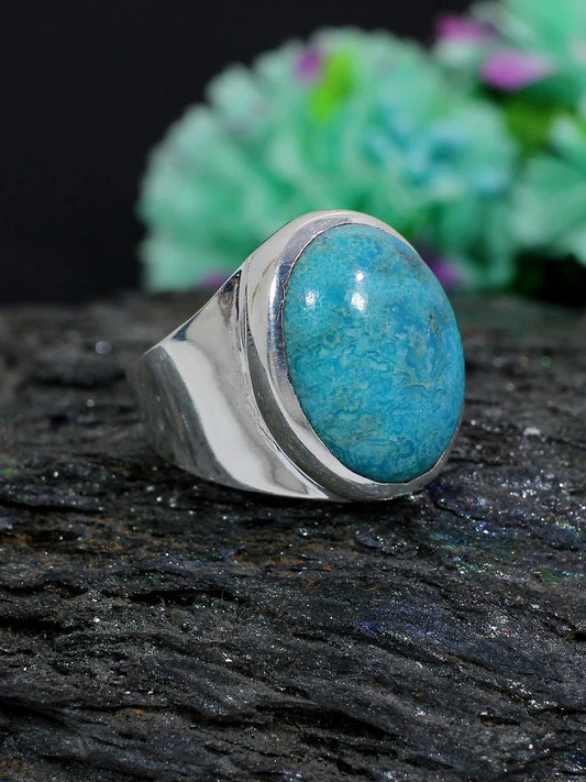 Natural Turquoise (FIROZA) Gemstone 92.5 Sterling Silver Ring