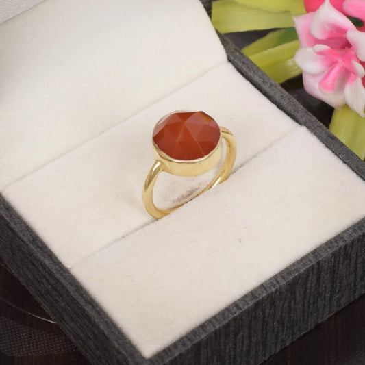 925 Sterling Silver Carnelian Gemstone Ring