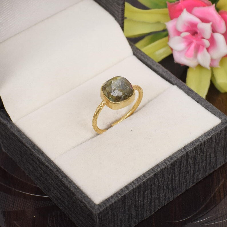 92.5 Sterling Silver Labradorite Gemstone Adjustable Ring