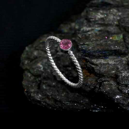 Pink Tourmaline Gemstone 92.5 Sterling Silver Ring