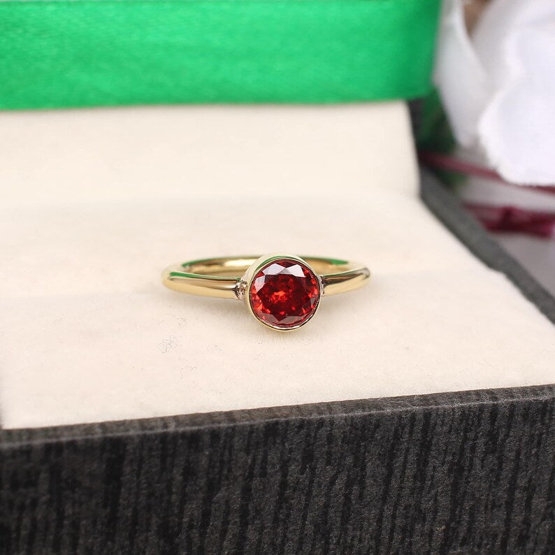 Mandarin Garnet Gemstone 92.5 Sterling Silver Ring