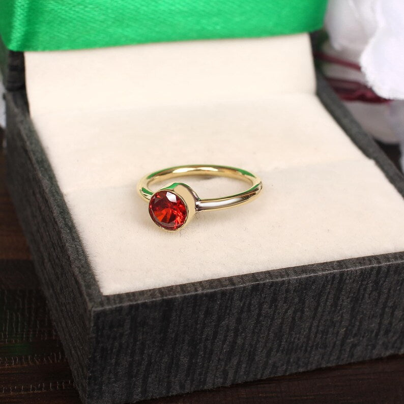 Mandarin Garnet Gemstone 92.5 Sterling Silver Ring