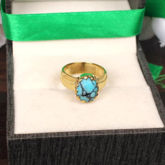 Turquoise Gemstone Gold Plated 92.5 Silver Ring