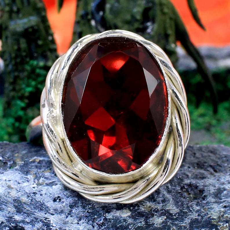 Garnet Hydro Gemstone 92.5 Sterling Silver Ring