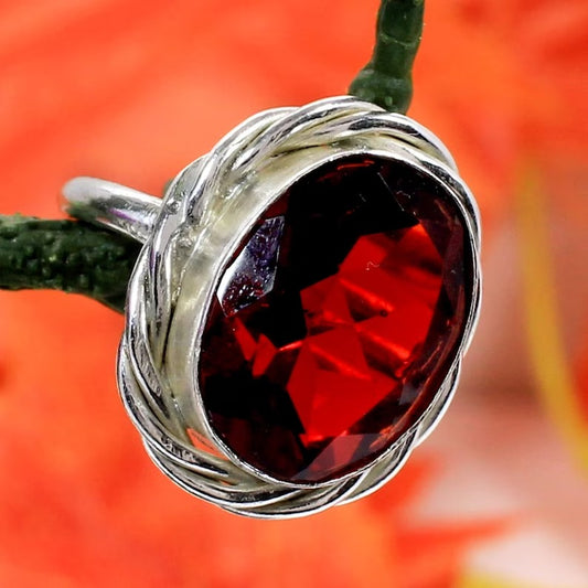 Garnet Hydro Gemstone 92.5 Sterling Silver Ring