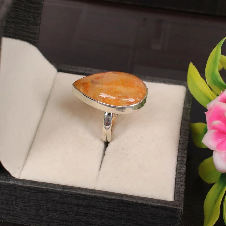 Yellow Aventurine 92.5 Sterling Silver Ring