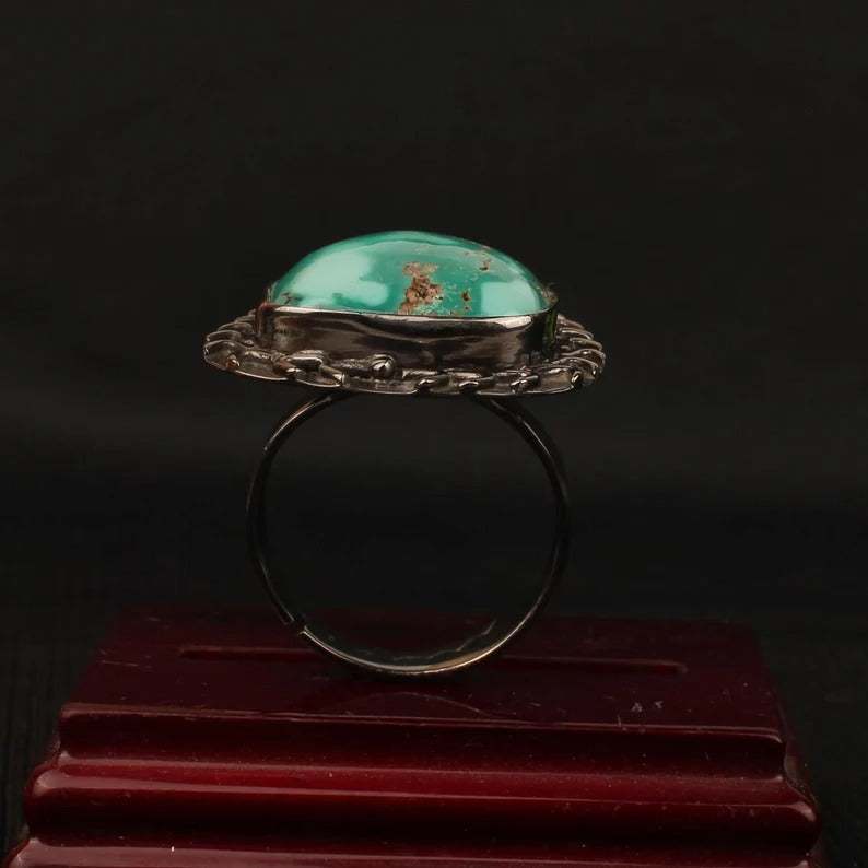 Natural Turquoise Gemstone 92.5 Sterling Silver Ring