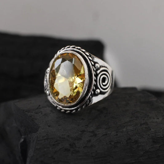 Citrine Hydro Gemstone 92.5 Sterling Silver Ring