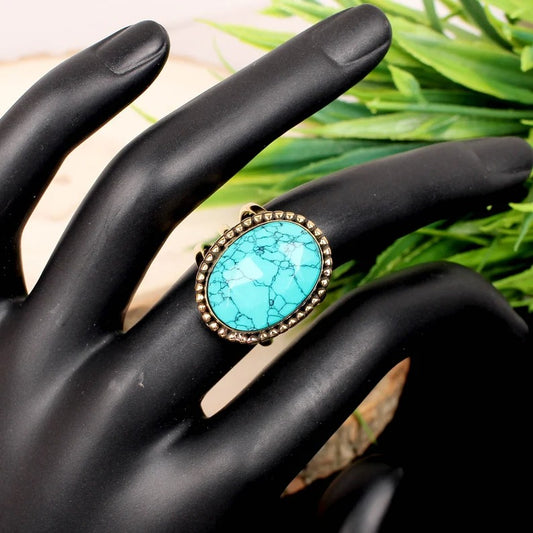 Synthetic Turquoise 92.5 Sterling Silver Ring