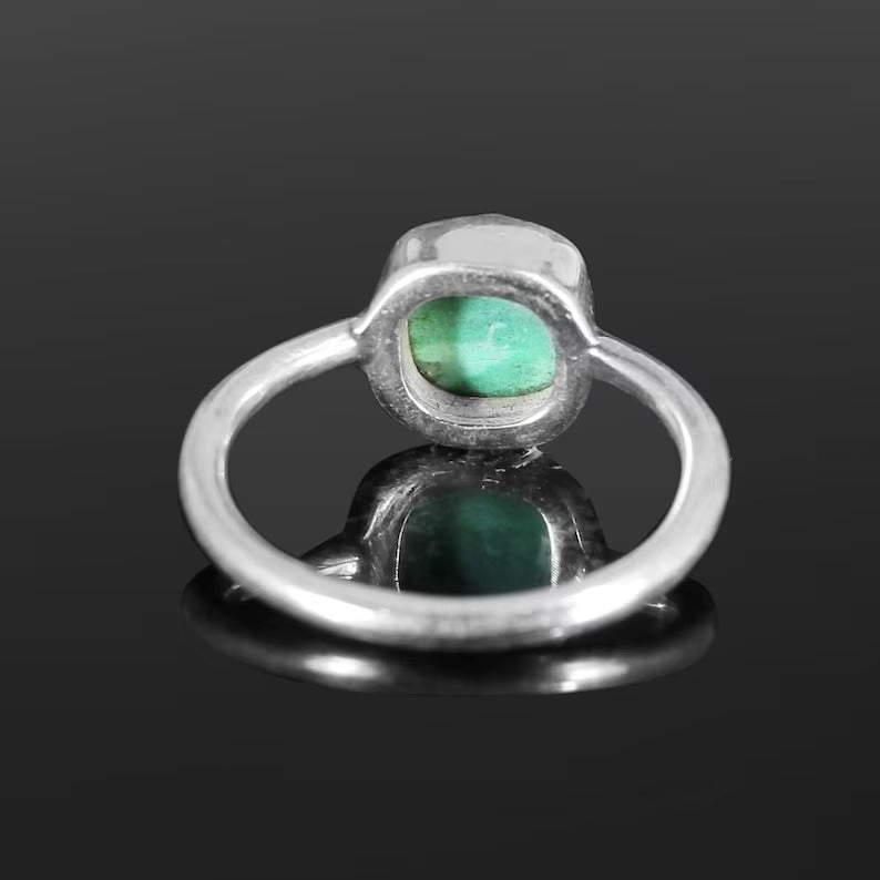 Synthetic Malachite Gemstone 92.5 Sterling Silver Ring