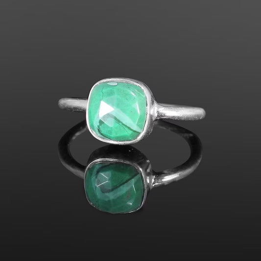 Synthetic Malachite Gemstone 92.5 Sterling Silver Ring