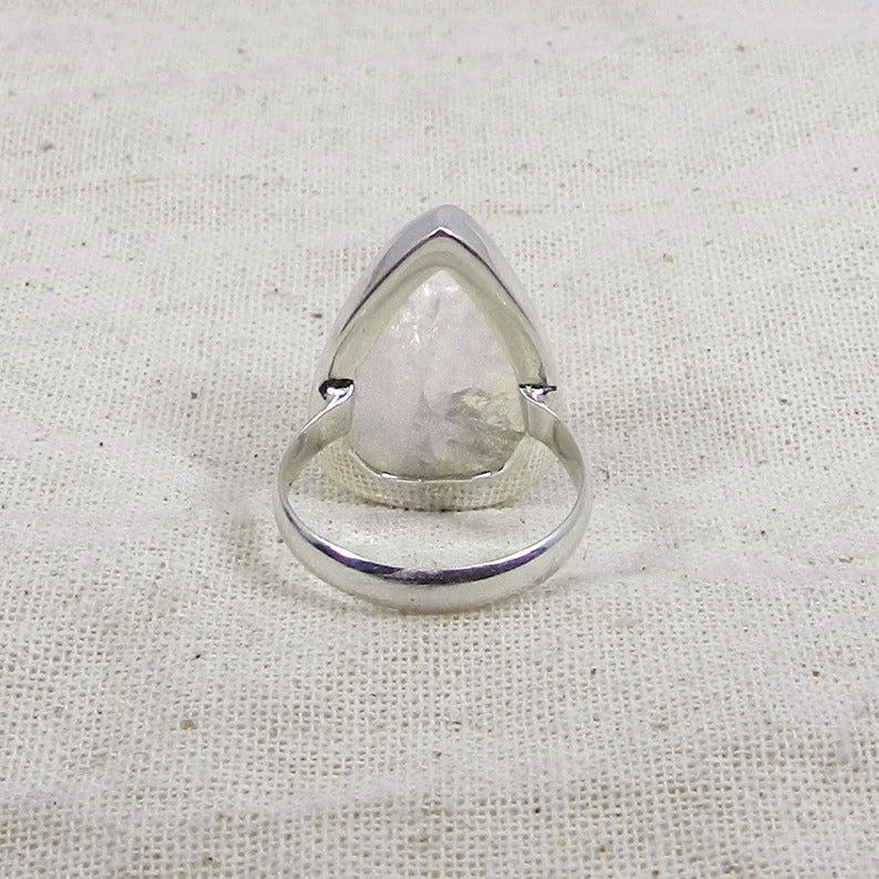 Natural Flashy Rainbow Moonstone 92.5 Silver Ring