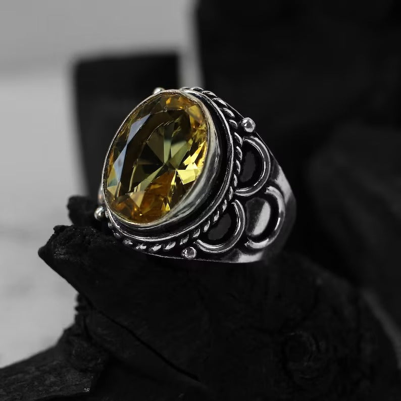 Citrine Gemstone 92.5 Sterling Silver Ring