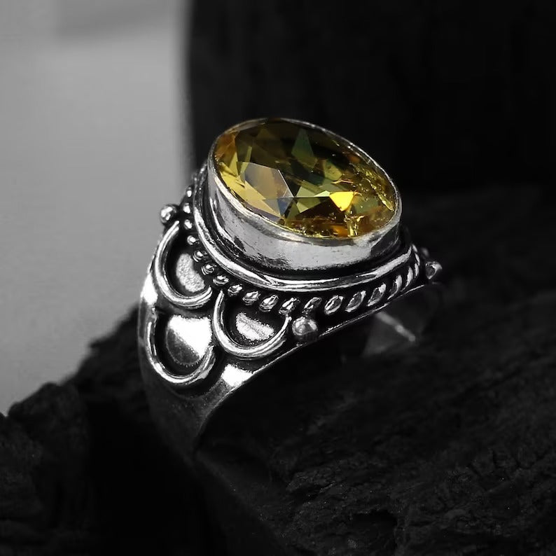 Citrine Gemstone 92.5 Sterling Silver Ring