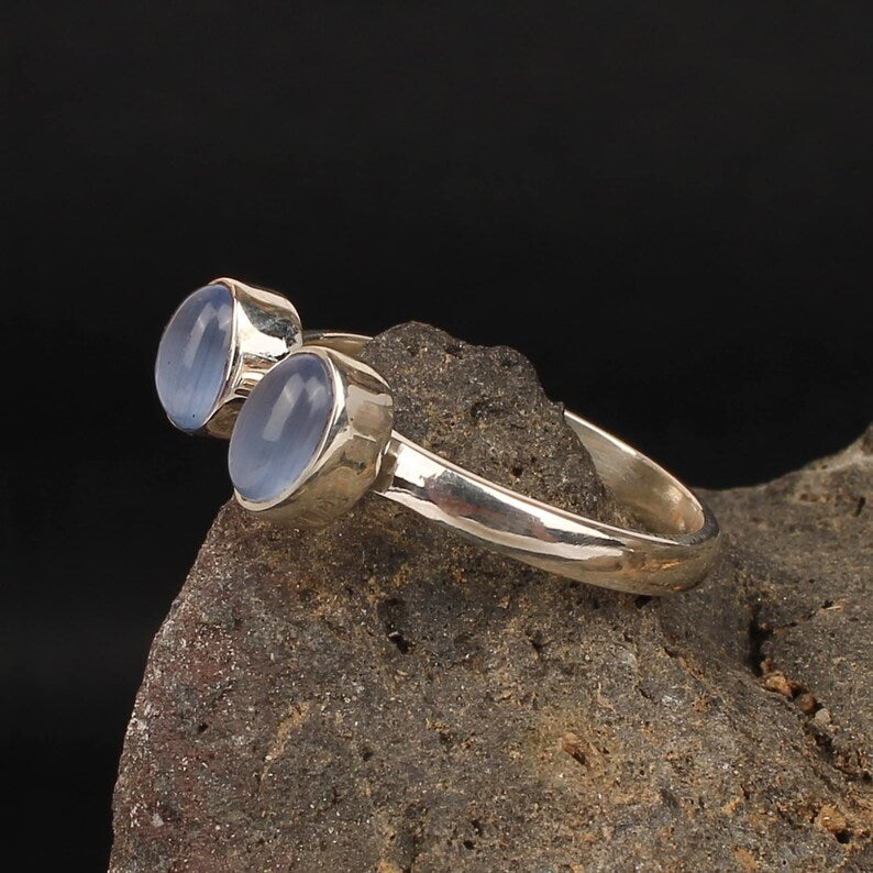 Blue Cats Eye Gemstone 92.5 Silver Ring