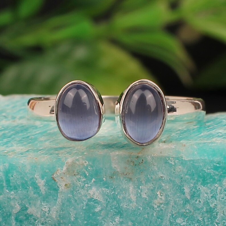 Blue Cats Eye Gemstone 92.5 Silver Ring