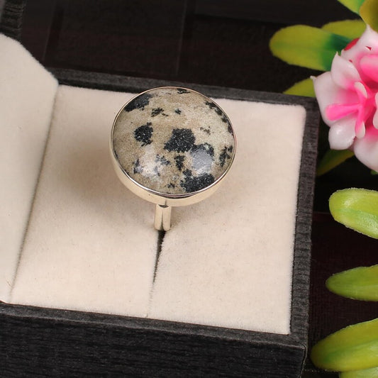 Dalmatian Jasper Gemstone 92.5 Sterling Silver Ring