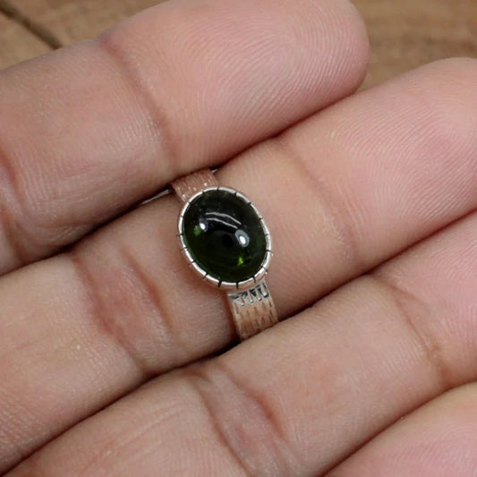 Green Tourmaline Gemstone 92.5 Sterling Silver Ring