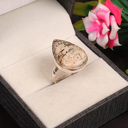 Picture Jasper Gemstone 92.5 Sterling Silver Ring