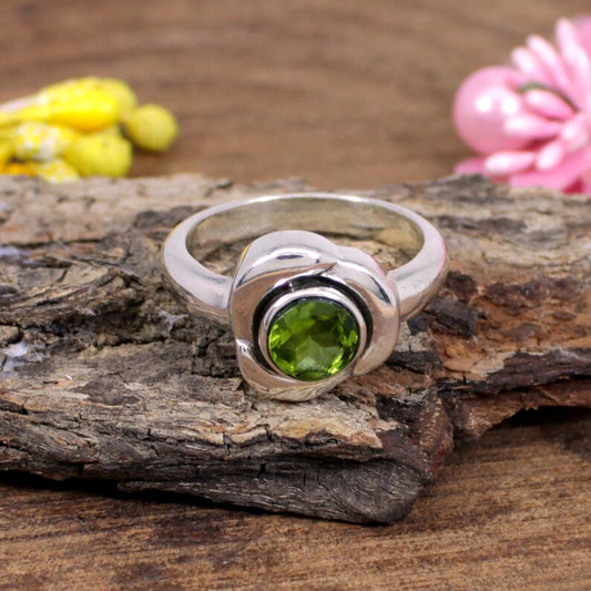 Peridot Gemstone 92.5 Sterling Silver Ring