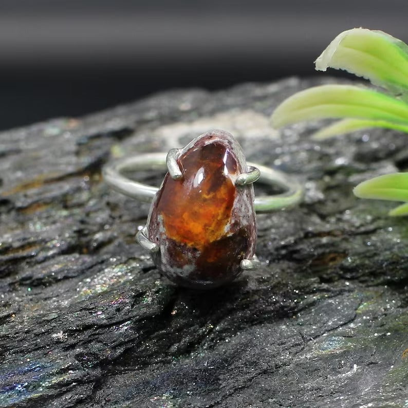 Natural Mexican Fire Opal 92.5 Sterling Silver Ring