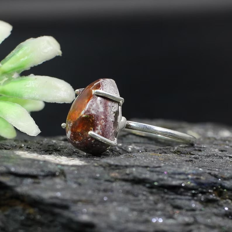 Natural Mexican Fire Opal 92.5 Sterling Silver Ring