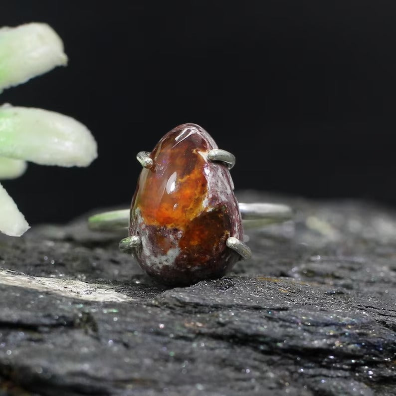 Natural Mexican Fire Opal 92.5 Sterling Silver Ring