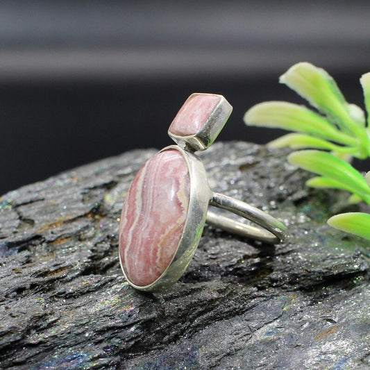 Rhodochrosite Gemstone Sterling Silver Ring