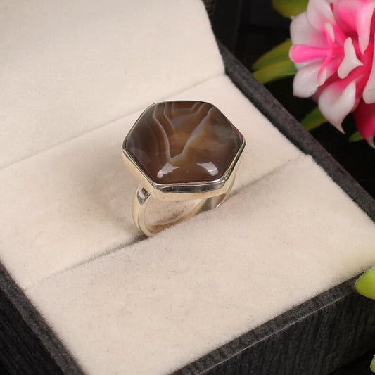 Botswana Agate Gemstone 92.5 Sterling Silver Ring