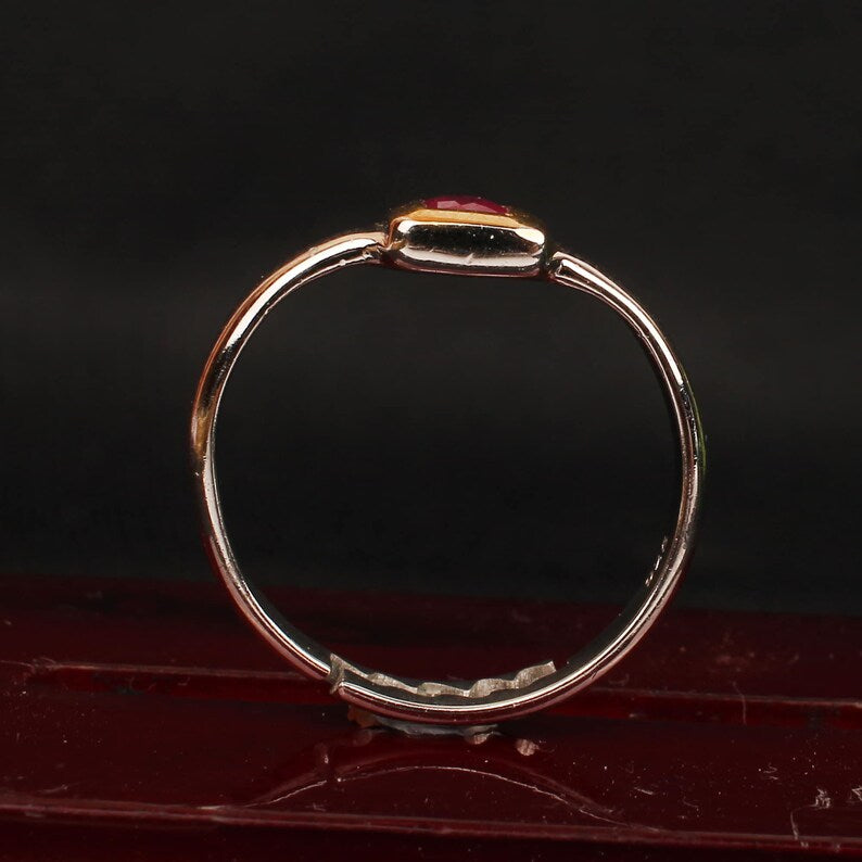 Natural Ruby Two Tone 92.5 Sterling Silver Ring