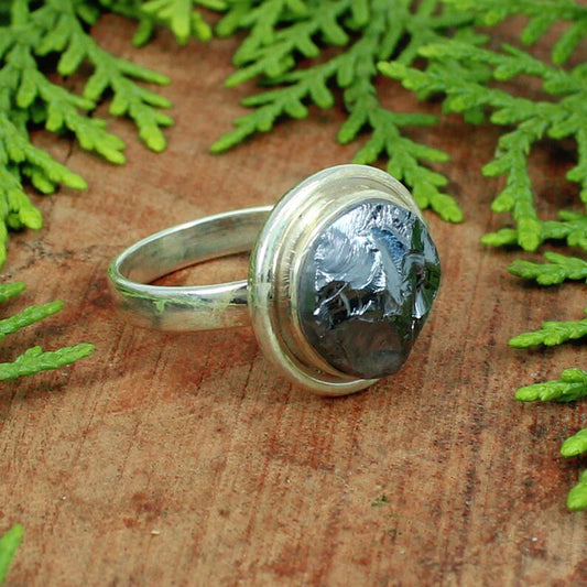 Natural Silicon Rough Gemstone 92.5 Silver Ring