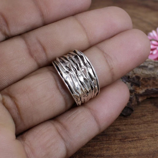 92.5 Sterling Silver Hammered Ring